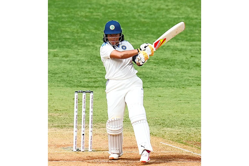 Richa Ghosh plays a shot against South Africa 